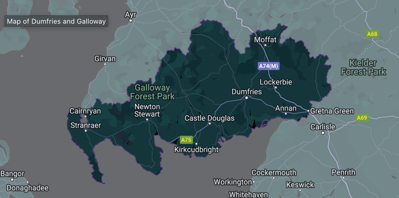 Map of Dumfries and Galloway