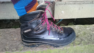 Mammut boots: mainly good condition after three years wear, but Vibram sole has delaminated and is falling apart.