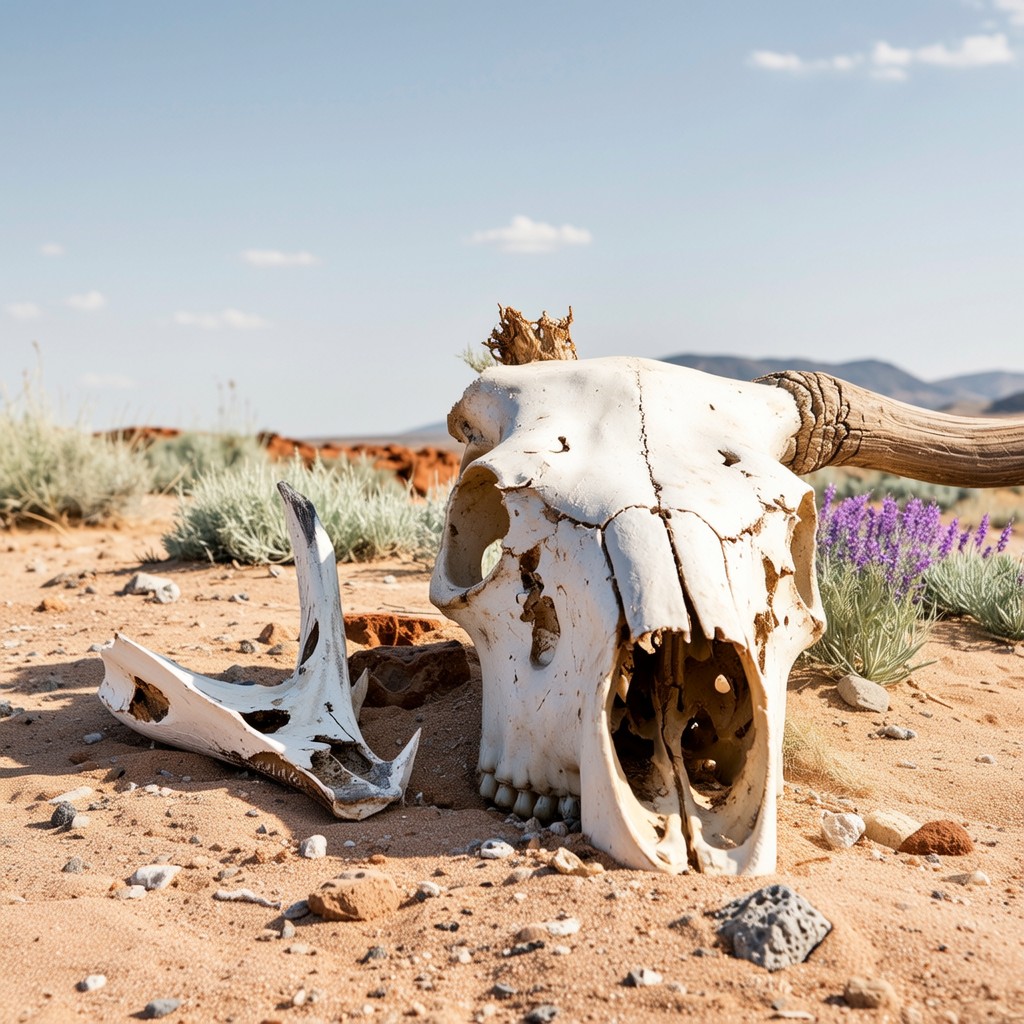 Skull of a steer in a desert