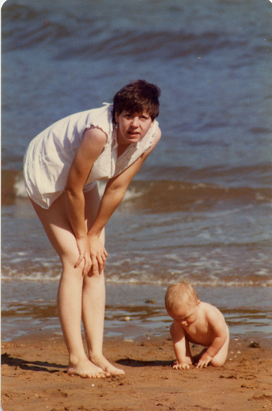 Zoe, aged one, with her mother 