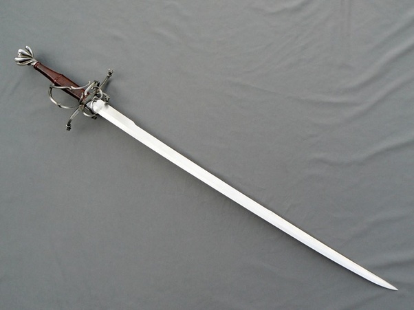 Reproduction Swiss-style  hand-and-a-half sabre with simple  basket hilt.