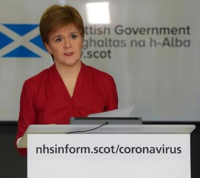 Nicola Sturgeon, giving a briefing on coronavirus